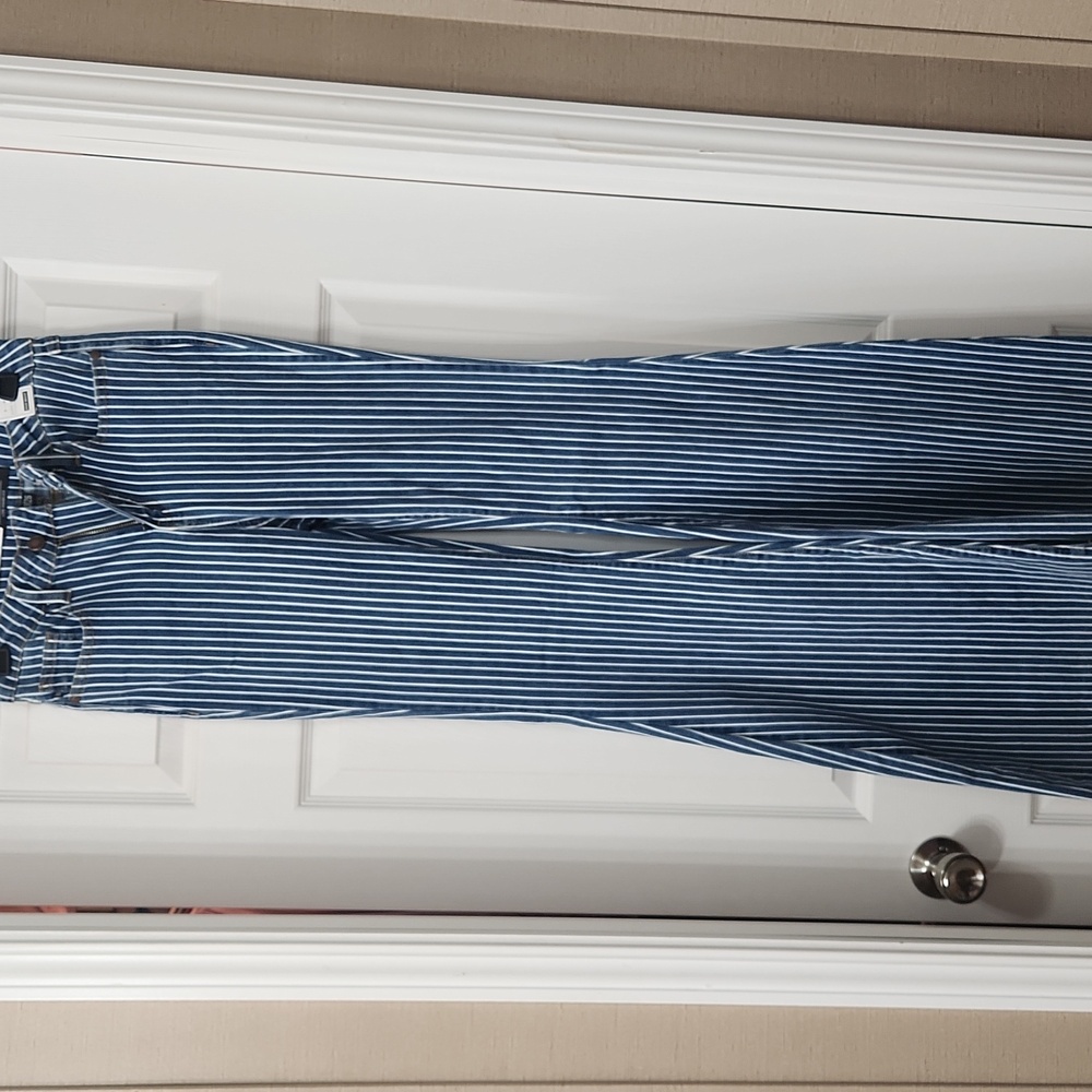 Raw hem stripped flares